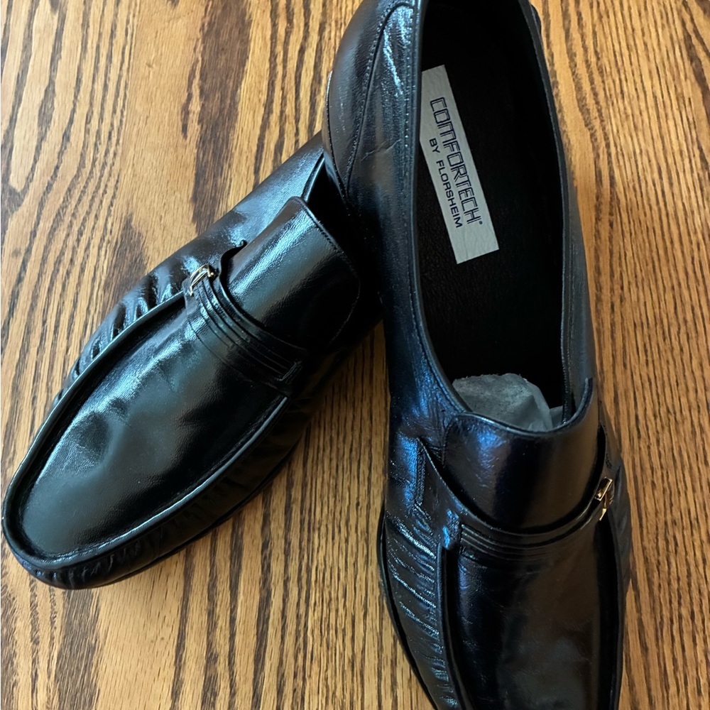Florsheim Black Leather Slip-On Loafers